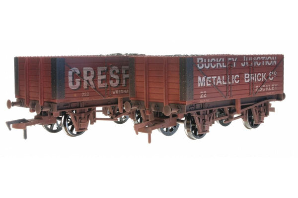 Dapol 4F-071-163 7 Plank Twin Wagon Pack Buckley Junction Gresford Weathered