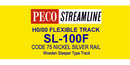PECO SL-100F OO/HO Gauge Code 75 Finescale Nickle Silver Flexible Track Wooden Sleeper - 25 Yards