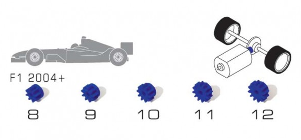 C8403 Scalextric C8403 Pack Of 5 Assorted Pinions (FF Motors)