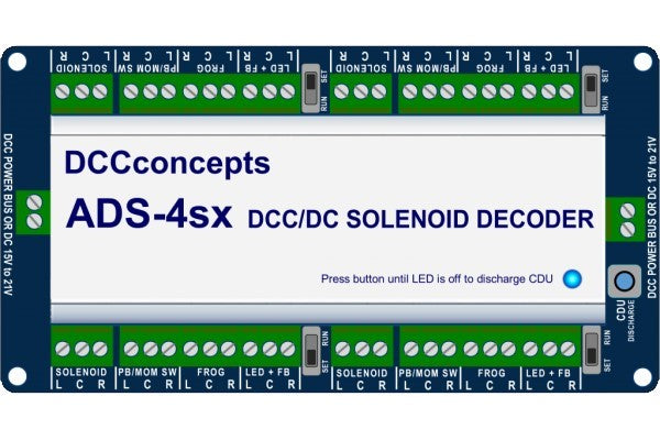 DCC Concepts DCD-ADS-4SX Cobalt CDU Solenoid Accessory Decoder (4 Way)